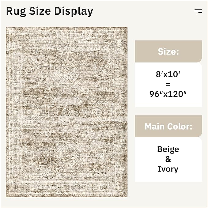 Washable Area Rug 8x10, Large Soft Rugs - Image 3