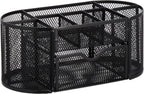 Amazon Basics Mesh Pen Holder and Desktop Desk Organizer, Office Caddy Storage for Writing Utensils, 9.1 x 5.9 x 5.5 inches, Black