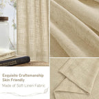 LAMIT Semi Sheer Linen Curtains 48 Inch Length 2 Panels, Light Filtering Panels - Image 6