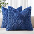 decorUhome Throw Pillow Covers 22x22 Inch Set of 2, Soft Plush Faux Wool Dark by decorUhome
