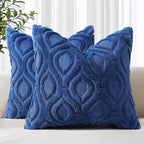 decorUhome Throw Pillow Covers 22x22 Inch Set of 2, Soft Plush Faux Wool Dark by decorUhome