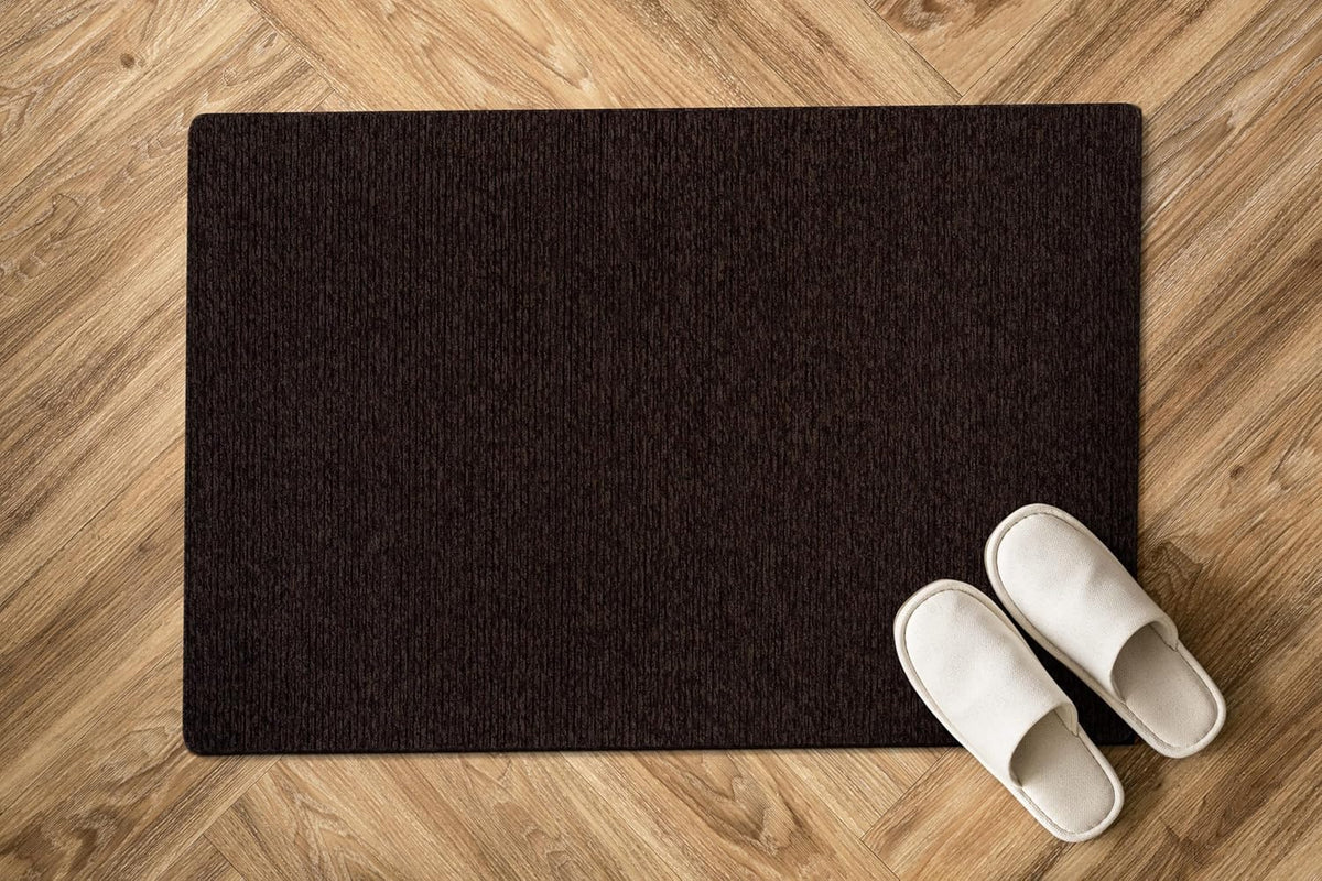 Luul Home Non Slip Brown Solid Rubber Back Thin Door Mat for Entryway 2x3 for Kitchen, Rug for Bathroom, Stain Resistant Easy Cleaning Non Shedding Carpet Brown 2 x 3