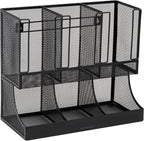 Mind Reader Multipurpose Countertop Organizer, Office Breakrooms, Cup and Condiment Station, Metal Mesh, Black