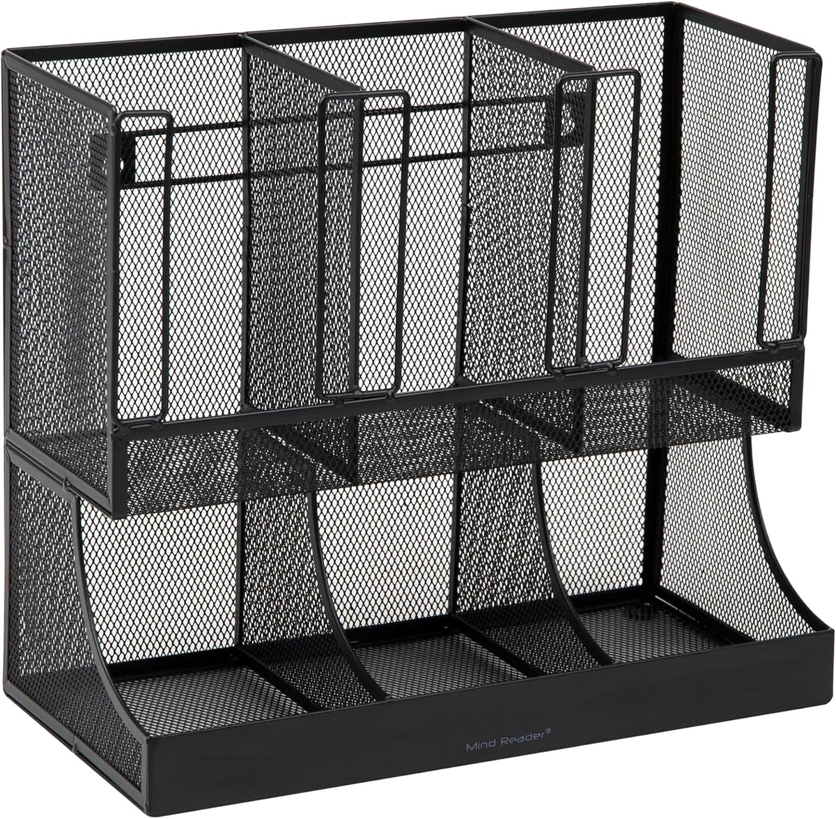 Mind Reader Multipurpose Countertop Organizer, Office Breakrooms, Cup and Condiment Station, Metal Mesh, Black