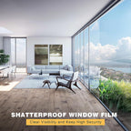 Security Window Film, Transparent Self-Adhesive Shatterproof Film, 4Mil Anti Shatter Tempered Glass Film, Glass Protective Window Film for Home/Office