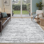 5x7 Area Rugs Gray Low Pile Indoor Washable Trendy Faded Style Rugs by Soalmost