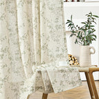 Lazzzy 90 inch Long Curtain for Bedroom Green Floral Linen Drapes for Living - Image 8