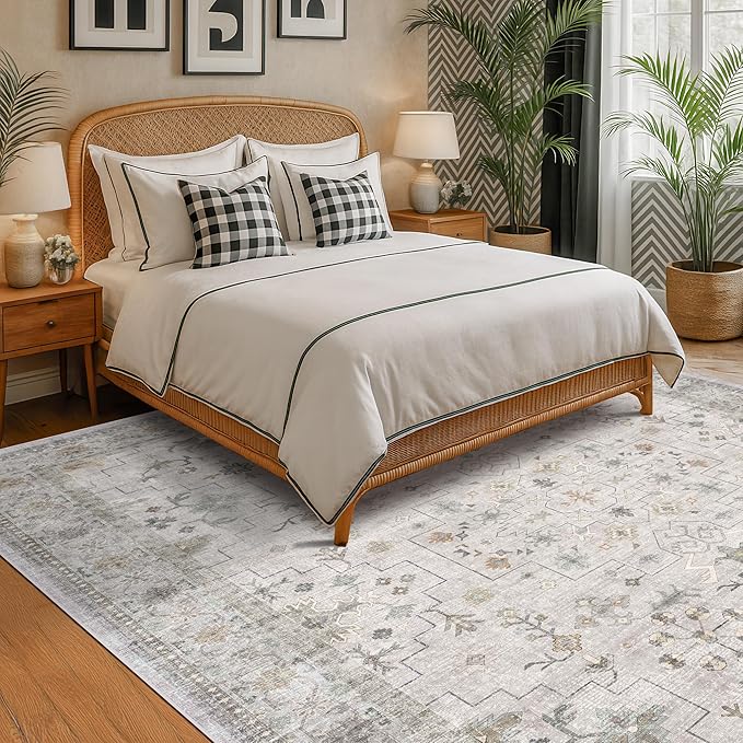 Hazo Haus Boho Light Grey Living Room Rug 7x10 - Image 3