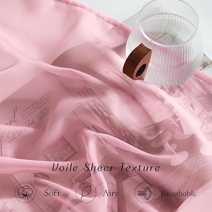 NICETOWN Pink Sheer Curtains for Living Room, Grommet Lightweight Gauzy - Image 5