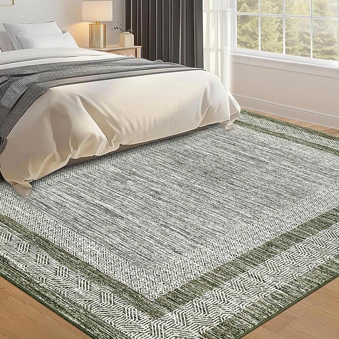 GarveeHome Modern Geometric Area Rug 4x6 Distressed Bordered Washable Non Slip - Image 3