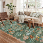 Washable 3x10 Hallway Runner Rug: Floral Scalloped Soft Runners - Image 8