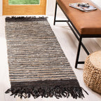 SAFAVIEH Vintage Leather Collection Runner Rug - 2'3" x 6', Dark Brown & Multi, Handmade Boho Fringe Leather, Ideal for High Traffic Areas in Living Room, Bedroom (VTL373C)