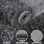 2x6 Bedside Area Rugs for Bedroom: Soft Fluffy Shag Gray Rug for Hallway - Image 5