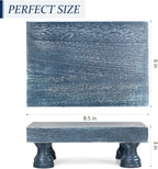 EOSAHR Square Wood Riser Display Stand for Dusty Blue Bathroom Decor, Blue