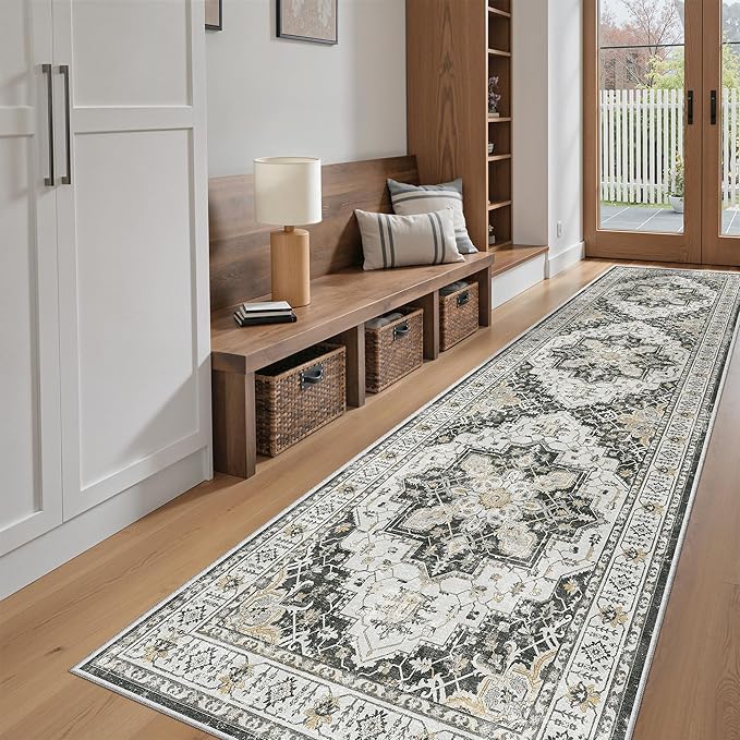 Madane Hallway Runner Rug 2'6''x10' Kitchen Runner, Non Slip Vintage Runners - Image 4