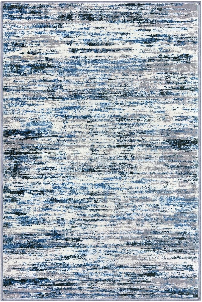 Lansny Modern Abstract Entryway Rug Indoor 2x3 Washable Rug Non-Slip Soft Small - Image 9