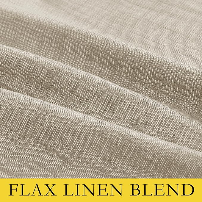 NICETOWN Taupe 100% Blackout Linen Curtains 108 inch Long Burg, Farmhouse Thick - Image 8
