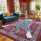 Oriental Leopard Rug 8x10 ft Washable Traditional Red Area Rugs for Bedroom Living Room, Dining Room Under Kitchen Table, Soft Non Slip Thin Rug Carpet (Red Leopard, 10X8 FT)