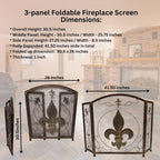 BestGiftEver 3-Panel Fireplace Screen- Fleur De Lis Design Vintage