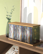 Modular Stackable DVD Storage, DVD Holder, Retro Walnut-colored MDF Video Game Rack, Blu Ray Disc Tower, Organizer for Video Game Media/Movie Cases/VHS Box
