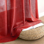 MIULEE Red Linen Short Curtains 63 Inch Length 2 Panels - Image 7
