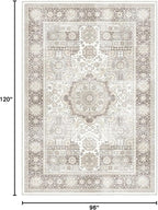 8x10 Rug - Cream & Grey Area Rug - Foldable Non Slip Vintage Rugs - Image 2