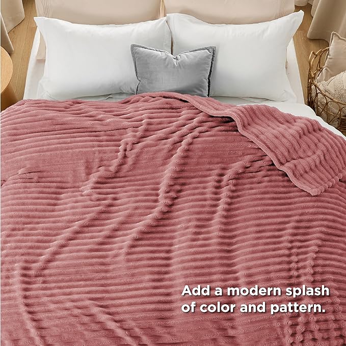 Bedsure GentleSoft Dusty Pink Fleece King Blanket - Image 5