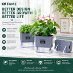 Self Watering Planters 4 Pack, 7 Inch Rectangle Plant Pots with Visible Water Reservoir, Indoor Outdoor Herb Planter Boxes for Windowsill，African Violets，Succulents，Flowers，Kitchen，Office，Balcony Gray