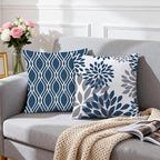 Hexagram Geometric Blue Pillow Covers 20x20 Set of 4, Decorative Outdoor Boho - Image 3