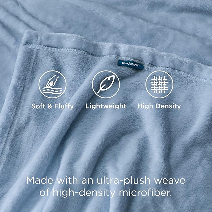 Bedsure Fleece Throw Blanket for Couch Light Blue - Image 4