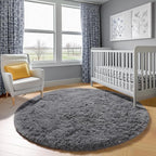 ONASAR Grey Round Rugs 7ft for Living Room, Fluffy Bedroom Circle Area Rug - Image 7