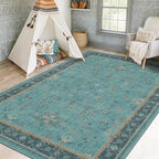 5x7 Teal Rug for Living Room, Boho Turquoise Rugs for Bedroom, Modern Eclectic - Image 3