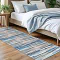 Lansny Modern Abstract Bedroom Runner Rug 2x7, Non-Slip Soft Thin Faux Wool Mat by lansny