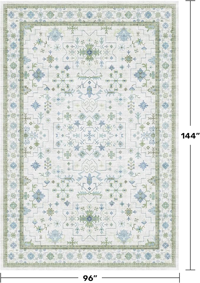 Cream Green Large 8x12 Area Rug - Image 2