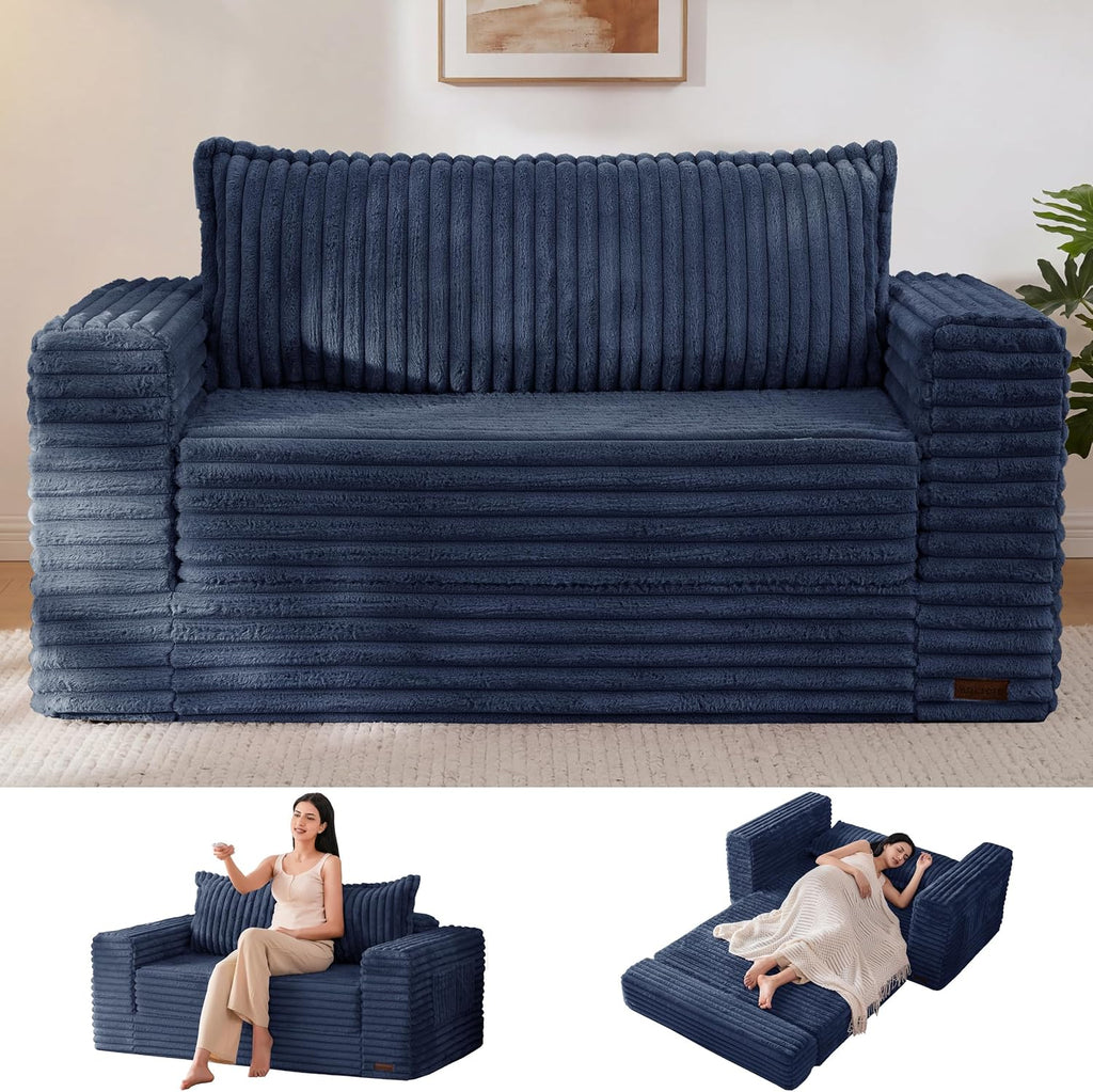MAXYOYO Convertible Sofa Bed, Pull-Out Loveseat Couch Bed for Small Space