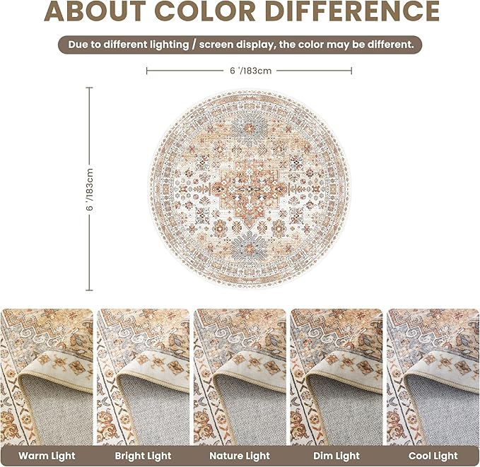 zesthome Washable Round Area Rugs - Image 2