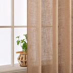 MIULEE Light Brown Linen Curtains 63 Inch Length 2 Panels - Image 5