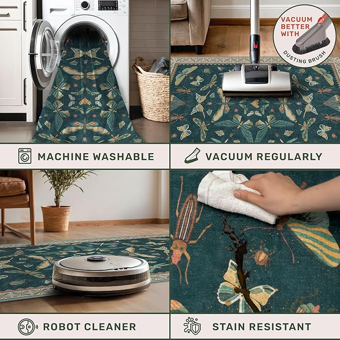Hazo Haus Insect Teal Green 5x7 Area Rug - Image 4