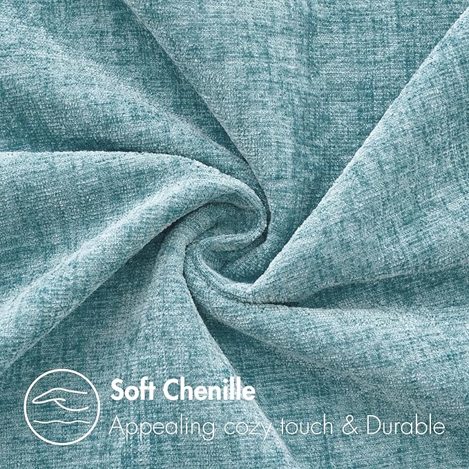 MIULEE Pack of 2 Smoke Blue Throw Pillow Covers 16x16 Inch Soft Chenille Pillow - Image 2