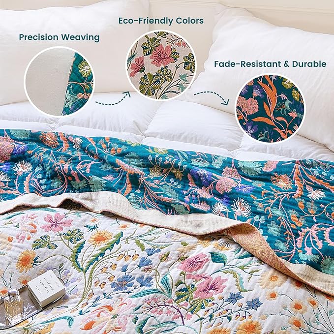 MSGKV The Boho Layer: 50"x60" Cotton Throw Blanket – Lightweight & Reversible - Image 3