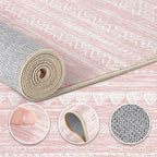 Nakagishi Pink Rugs for Bedroom Girls: 5x8 Washable Boho Large Neutral Area Rug - Image 3