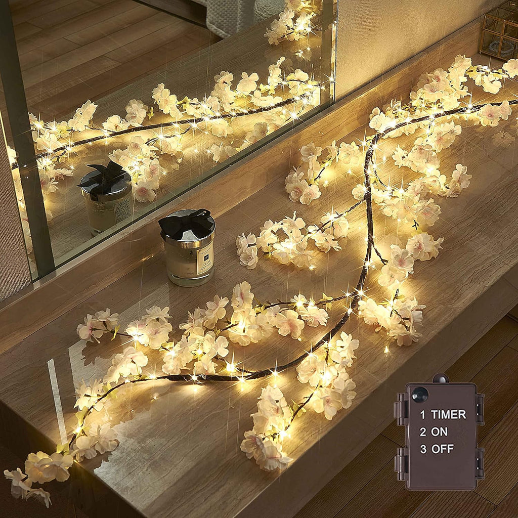 LITBLOOM Lighted Olive Garland Battery Operated with Timer 96 Fairy Lights 6FT, Artificial Greenery Twig Vine Lights for Christmas Spring Fireplace Mantle Decoration Indoor Outdoor