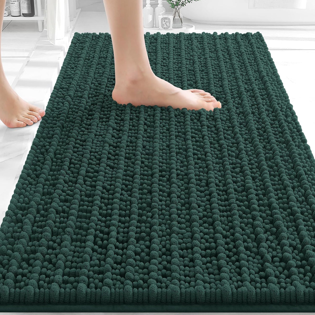 OLANLY Bathroom Rugs 30x20, Thick Soft and Absorbent Chenille Bath Mat