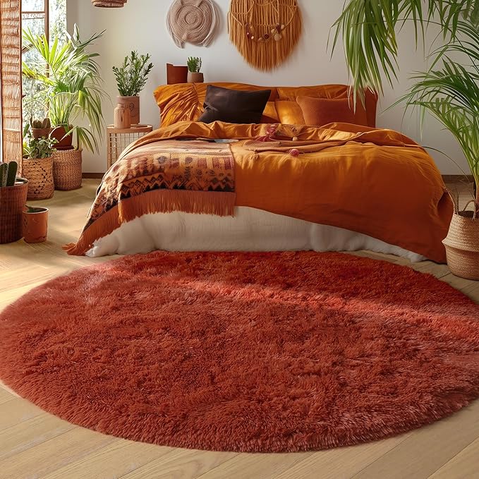 Amdrebio Terracotta Rust Circle Round Rug 4Ft - Image 5