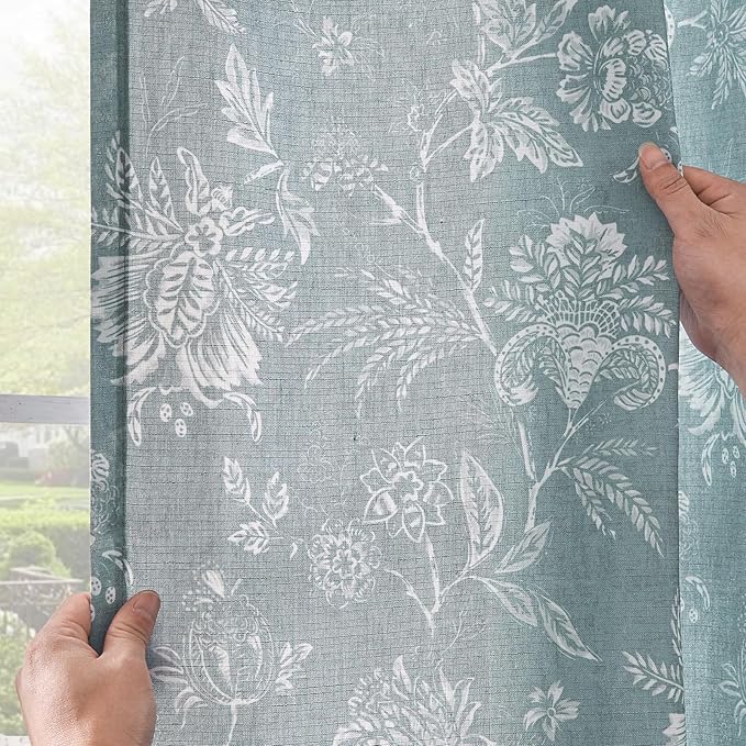 jinchan Linen Floral Curtains for Living Room, 84 Inch Length Curtains - Image 7