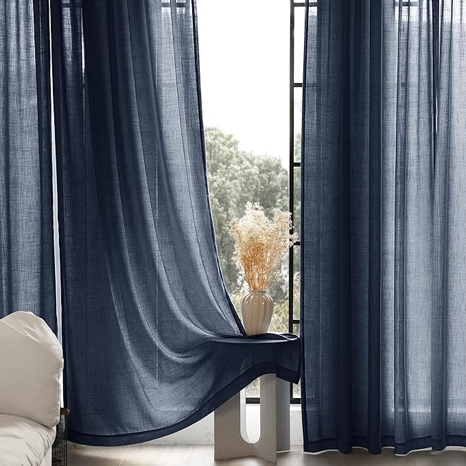 Navy Blue Curtains 108 inch Length - Image 4