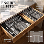 Simple Houseware Expandable Kitchen Drawer Flatware Organizer, Black/Gray