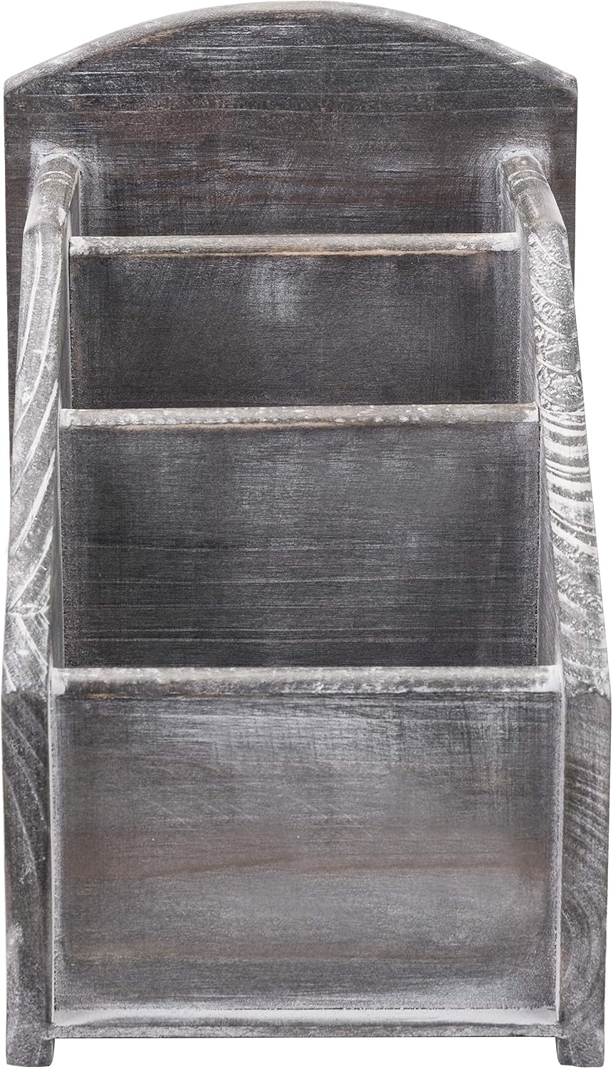 MyGift Graywashed Wood Remote Control Holder, 3-Compartment Organizer