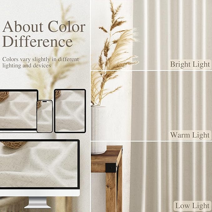 Nanspring Mousse White Linen Curtains - Image 3