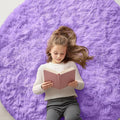 OLANLY Purple Round Rugs for Bedroom by OLANLY